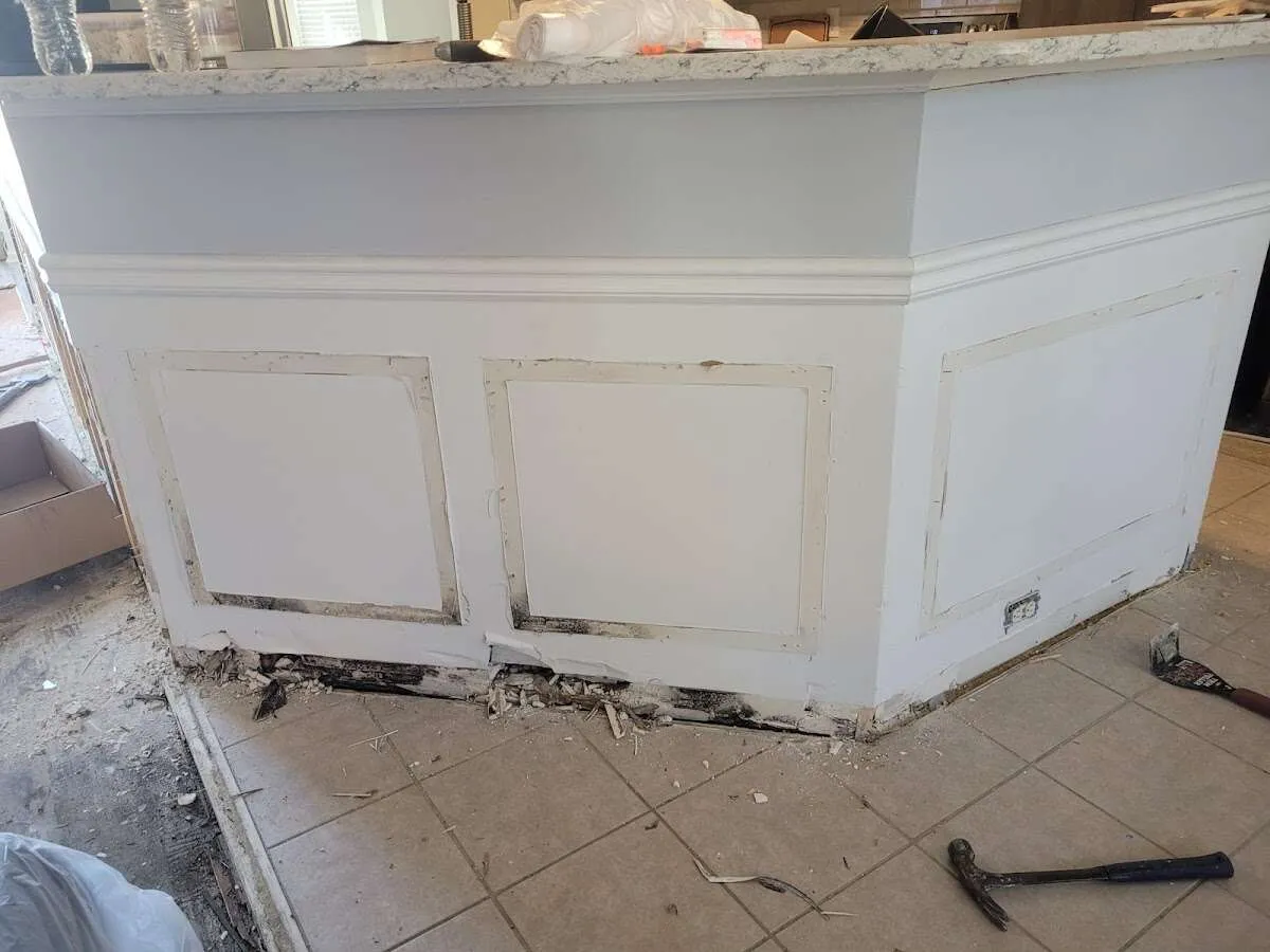 Water damage and mold on kitchen during Storm Damage Restoration in Sturgis